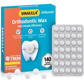 Orthodontic Wax for Braces - 140 Pieces Individually Wrapped Dental Wax Beads, Pain Relief for Braces & Other Appliances, Tasteless (Bulk Pack)
