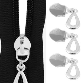 Create idea 20pcs No.5 Silver Non Locking Zippers Sliders 6mm Metal Teardrop Shape Zipper Puller 4cm Slider for Nylon Coil Zippers for 6mm Open Zipper Sliders Silver