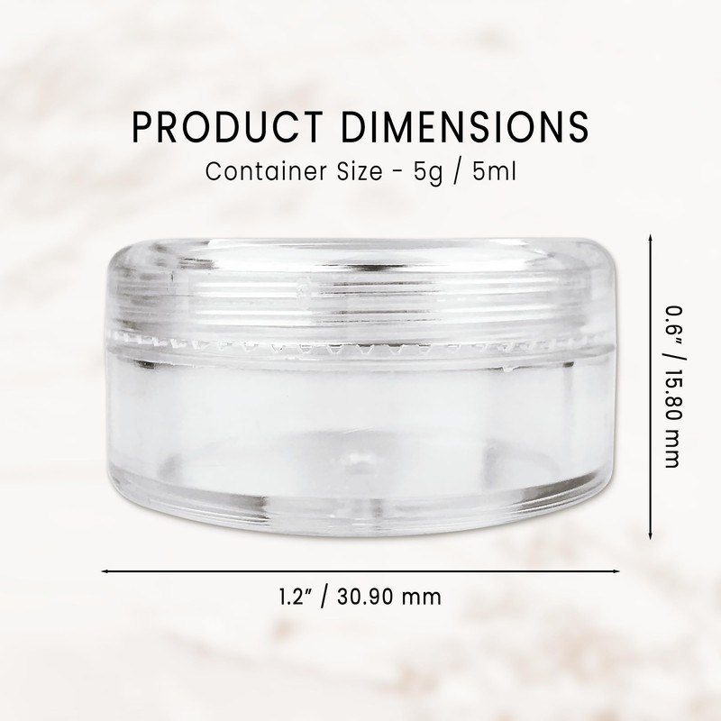 (Quantity: 25 Pieces) Beauticom 5G/5ML Round Clear Jars with Screw