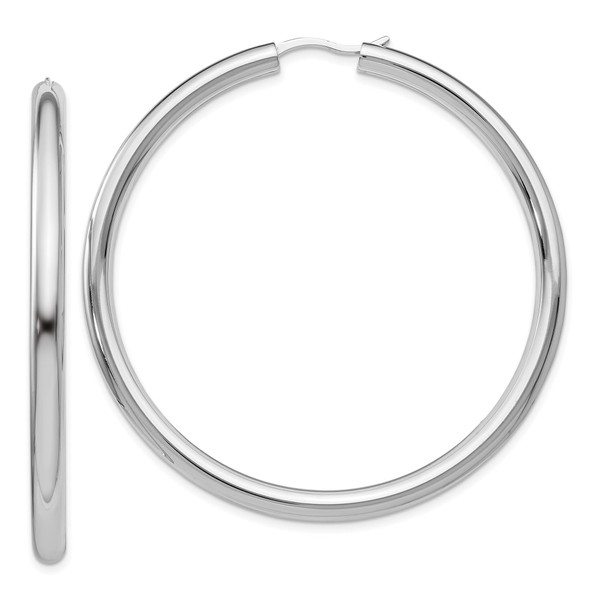 925 Sterling Silver 3.5mm Tube Round Extra Large Hoop Earrings
