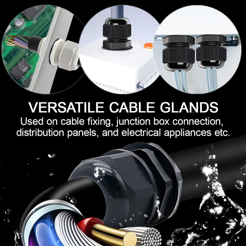LeMotech 10 Pack NPT 3/8" Cable Glands Waterproof Adjustable 5-10mm