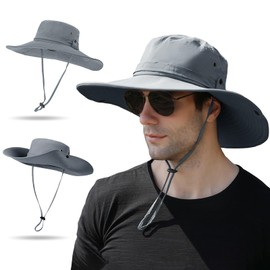 [Favoreal] Safari Hat, Men's UV Protection, 4.7 inches (12 cm), Wide Brim, 2-Way [2024 New, UV Protection, Ultra Lightweight, Folding] Sun Protection Hat, Large Size, Includes Chin Strap, Moisture