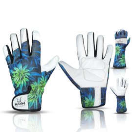 Leather Gardening Gloves For Women Men - Heavy Duty Work Gloves Men Women - Dexterity Gloves – Thorn Proof Safety Gloves garden gloves women Men mechanic gloves builders gloves (Medium, Green-Short)