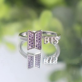 6UH8MB Merchandise 18K Gold Plated Cubic Zirconia Rings Adjustable Army Fans Gifts