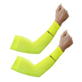 Slimcell Pro Arm Sleeves for Men and Women, Volleyball Cuffs, Compression Wristband, Padel Cuff, Elbow Band, Running Cuffs - Made in Italy, neon yellow