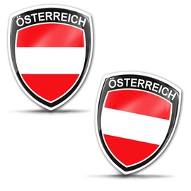Skino Eu 2 x 3D Gel Sticker Austrian Flag Badge Car Bicycle Motorcycle Tuning F 124