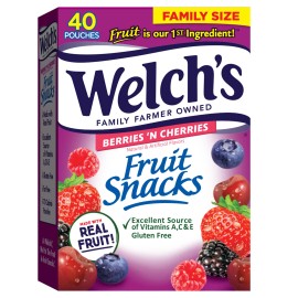 Welch's Fruit Snacks 0.8 Ounce Pack of 40 Real Fruit Gluten Free Delicious Tr...