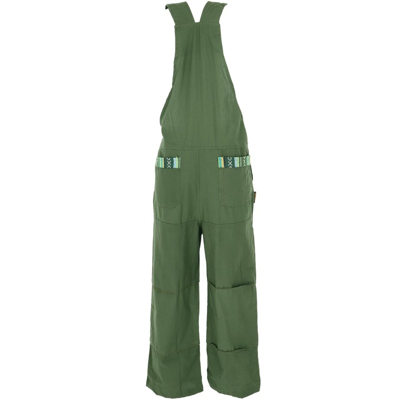 GURU SHOP Women's Ethnic Style Oversized Cotton Overalls, olive green