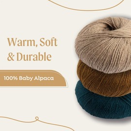 Cozy Yarn - Worsted Weight | Ultra-Soft | Fully Composed of Baby Alpaca | Easy Care (2-Pack, 100g/219yd Each) (Cobblestone)