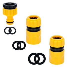 MAGLAUG Hose Tap Connector Fitting Set, Outside Tap Connector 3/4 and 1/2 2in1 Outdoor Tap Kit & Hose End Quick Connectors Faucet Adapter Attachments for Garden Hosepipe (Plastictap +2hose end)