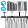 4 PCS Ceiling Curtain Pole Brackets, Curtain Rod Brackets Black