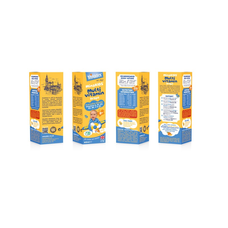Minadex Minadex MinaKIDS Multivitamin Drops C Liquid Vitamins for Children,