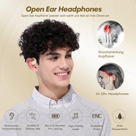Open Ear Kopfhörer kabellos Bluetooth Sport Ohrhörer mit Ohrhaken Luftleitung Bone Conduction Headphones True Wireless Earbuds Ohrhörer mit Ohrbügel für Laufen Gym Radfahren Workout Sport Blau