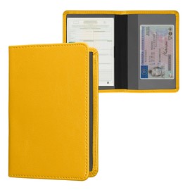 kwmobile Registration and Insurance Holder - Car Document Holder for Vehicle Documents and Cards - PU Leather - Radiant Yellow