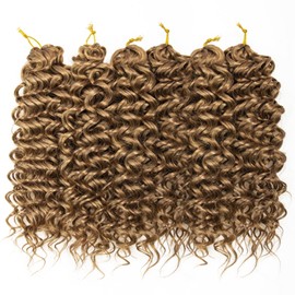 QRHSUKA GoGo Curl Crochet Hair for Women Water Wave Curly Crochet Hair Wavy Hair Deep Wave Beach Curl Crochet Synthetic Hair Extensions (14 inch(Pack of 6), #27)