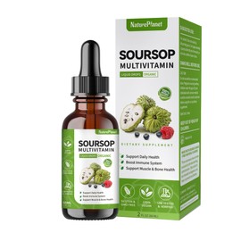Soursop Multivitamin Liquid Drops with 5000mg Soursop, Vitamin B6, C, D, for Daily Health and Immunity Support, Gluten-Free, 100% Vegan and Lab-Tested, 2 Fl Oz, 60 ml