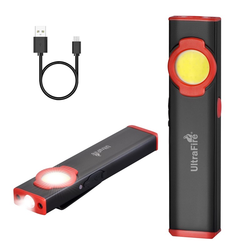 ULTRAFIRE Flat EDC Flashlight,300 Lumens Rechargeable Mini Magnetic Pocket Light,4