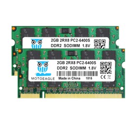 Motoeagle 4GB Kit (2x2GB) DDR2 800 PC2 6400 6400S 2GB SODIMM 200-Pin 1.8V CL6 Non-ECC Unbuffered Notebook Memory