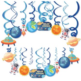 30Pcs Outer Space Theme Party Decoration,Hanging Swirl Ceiling Whirl Party Supply for Boy Birthday Party Decorations, Baby Shower Party Hanging Decor