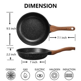ESLITE LIFE 9.5 Inch Nonstick Skillet Frying Pan Egg Omelette Pan, Healthy Granite Coating Cookware Compatible with All Stovetops (Gas, Electric & Induction), PFOA Free