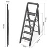 KINGRACK Aluminium 5 Step Ladder, Lightweight Step Stool with Non-Slip