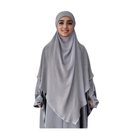 Muslim Headscarf Hijab Elegant Glitter Prayer Khimar One Piece Muslimah Turban Shawl Middle East Body Cover 2 Layers Abaya Jilbab Islamic Ladies Eid Prayer Wear Ramadan Gift