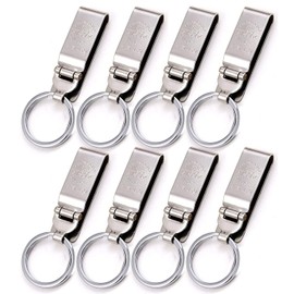 Linwnil Stainless Steel Keyring Security Belt Clip Key Chain,used in sports Pants, Pockets,Durable Multi-ring Key Holder, Silver, Small