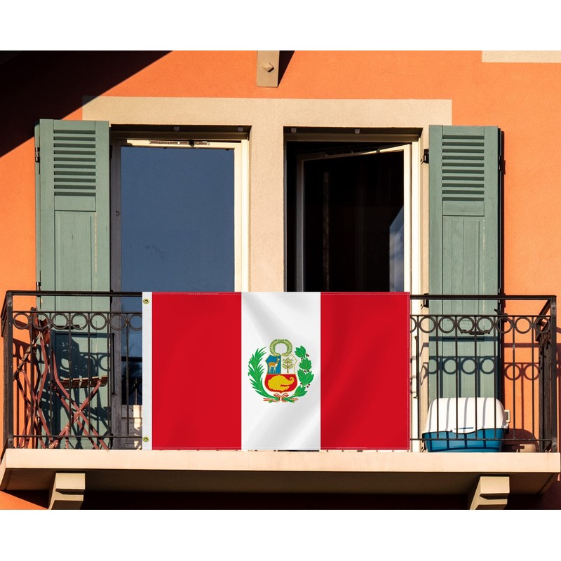 3×5 FT Peru Flag, Large 75D Peruvian National Outdoor Banner,Decor