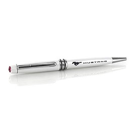 Ford Luxurious glossy pearl white Mustang ballpoint pen enriched with 6mm rose pink crystal. Silver-trimmed metal plating pen with a sturdy clip.