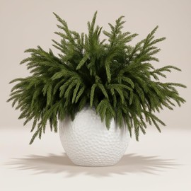 16 Pack Real Touch Norfolk Pine Branches – 18" Artificial Pine Stems for Christmas Decor, Faux Greenery Picks for DIY Wreaths, Garlands, Vase Arrangements, Holiday Indoor & Outdoor Decorations