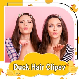 ZLSPTK 30Pcs Mini Resin Duck Hair Clips Tiny Colored Luminous Gold Powder Duck Hairpins for Girls Rave Hair Clips Cute Animal Clip Bulk Accessories for Women Holiday Summer School Party Decor