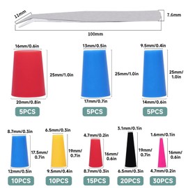 BRIOTA 100Pcs Rubber Bungs for Holes, High Temp Resistant Tapered Plug Assortment Kit - for Powder Coatings, Painting, Anodizing, Media Blasting (Multicolor)