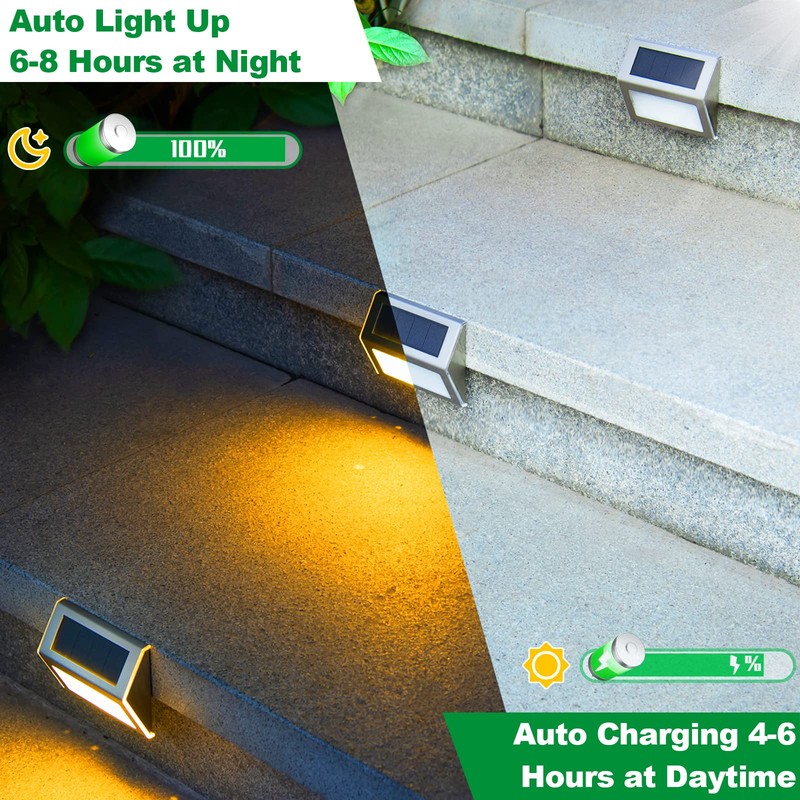 JSOT 12 Pack Solar Lights Outdoor Waterproof for Stairs Decor,