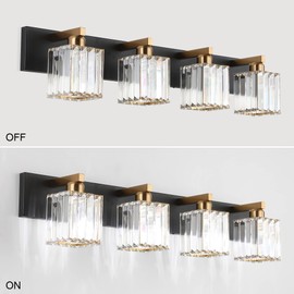 Aipsun Bathroom Vanity Light Fixtures Crystal Vanity Light for Bathroom 4 Light Modern Bathroom Vanity Lighting (Exclude Bulb)