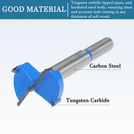 QUARKZMAN 1 x 24 mm Forstner Drill Tungsten Carbide Wood Hole Saw Auger Opener for Furniture Plastic Door Hinge Blue Grey