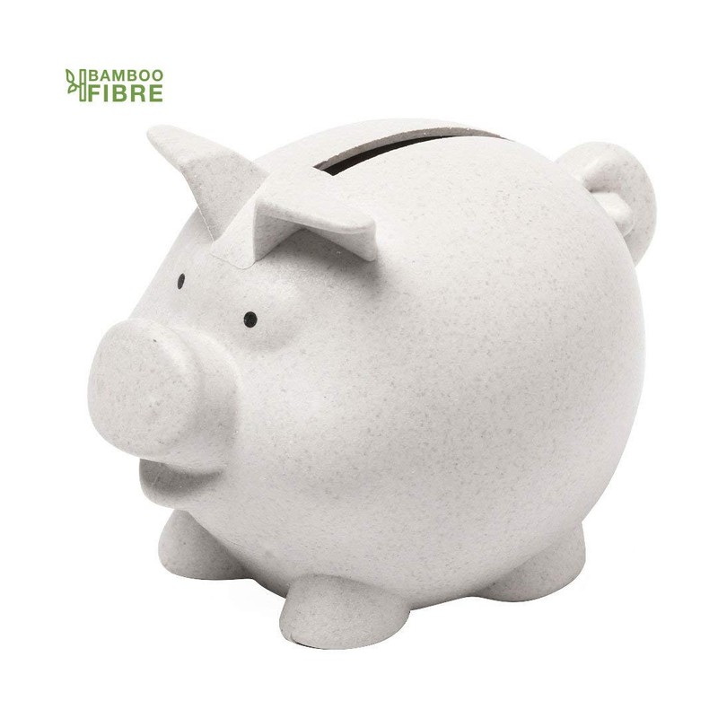 eBuyGB Bamboo Fibre Money Box Eco Friendly Piggy Bank,White,10 x