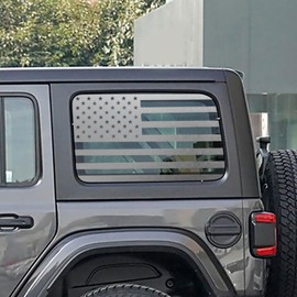 2PCS Rear Window American Flag Decal for Jeep Wrangler JL JLU 2018-2025, Precut Back Side Window USA Flag Vinyl Sticker for Jeep Wrangler Accessories