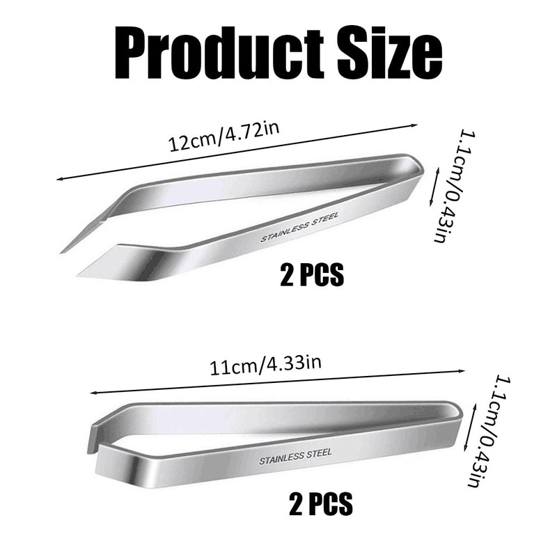 4Pcs Fish Bone Tweezers Set Flat and Slant Kitchen Tweezers