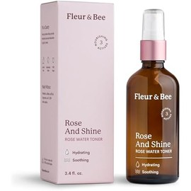 Rosewater Toner | 100% Vegan & Cruelty Free | Hydrating Rose Water Spray Mist | Alcohol Free | Refreshing Facial Toner for All Skin Types | Rose and Shine by Fleur & Bee - 3.4 fl oz