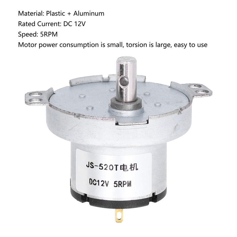 JS‑520T Synchronous Motor Durable DC 12V 5RPM Gear Motor for