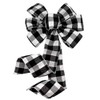 GiftWrap Etc. Buffalo Plaid Christmas Wreath Bow - 10" Wide, 18" Long Pre-Tied Bow, Black and White Checkers, Fall Decor, Door Decoration, Swag, Wreath, Garland, Boxing Day, Winter, Thanksgiving