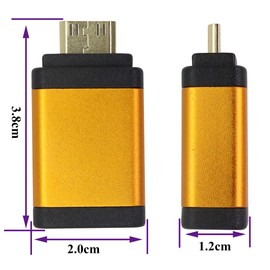AAOTOKK HDMI to Mini HDMI Adapter Aluminum Alloy Shell Mini HDMI Male to HDMI Female Cable Connector 4K 60Hz Compatible for Raspberry Pi,Camera,Camcorder,DSLR, Tablet,Video Card(2-Pack/Orange)
