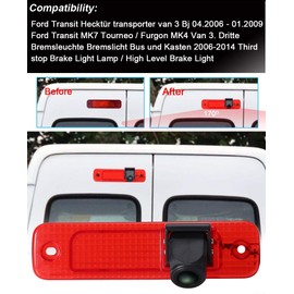 HD 3rd Brake Light Reverse Camera Rear View Camera Night Vision Backup Camera Replacement for Ford Transit MK7 Tourneo/Furgon MK4 Van
