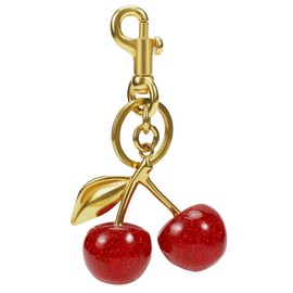 Amintiri Sparkling Resin Cherry Bag Charm, Cherry Key Ring and Clip for Purses, Cherry Keychain Gift for Women (Red-1)