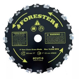 Forester Chainsaw Tooth Brush Cutter Blade - 9" Diameter x 1" or 20mm Arbor