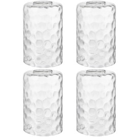 Skelang Hammered Lip-less Glass Lamp Shade, Cylindrical Light Cover with Fitter Opening, Replacement for Chandelier, Pendant, Bathroom Vanity Light, 4 Pcs