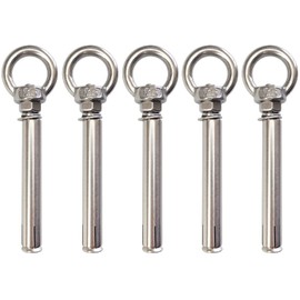 JENSWILL Expansion Bolts Anchor Bolt 5 Pack M6*80mm 304 Stainless Steel Expansion Screws Bolts Eyes Ring Fastener Wall Concrete
