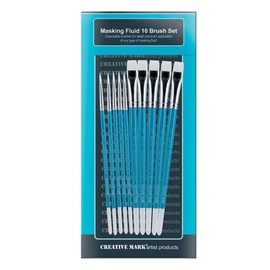 Creative Mark Masking Fluid Paint Brushes (Set of 10) - Watercolor Brushes Contains Synthetic Hair w/Short Wood Handles
