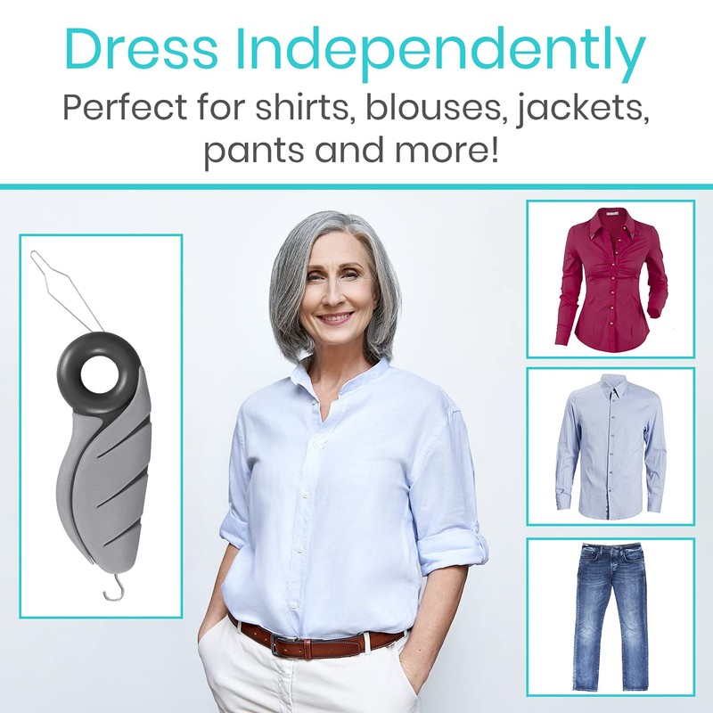 Vive Button Hook with Finger Hole - Zipper Gripper Pull