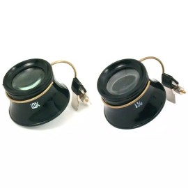 FindingKing Plastic Clip On Eye Glasses Loupes Jewelers Magnifiers 5X & 10X Power Kit 2 Pcs